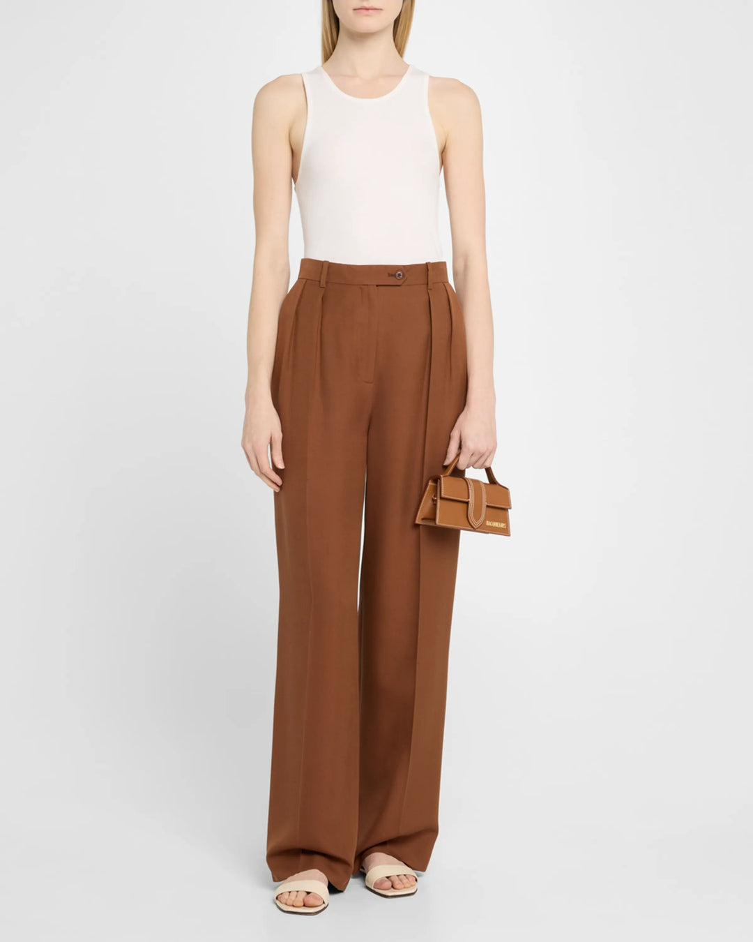 JACQUEMUS LE BAMBINO CALFSKIN LEATHER TOP HANDLE CROSSBODY BAG