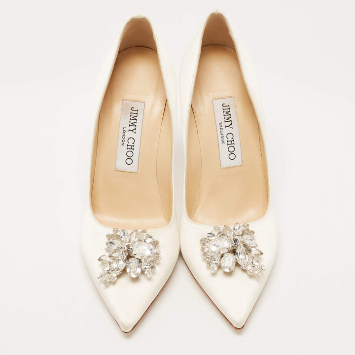 JIMMY CHOO ABEL SATIN CRYSTAL PUMPS