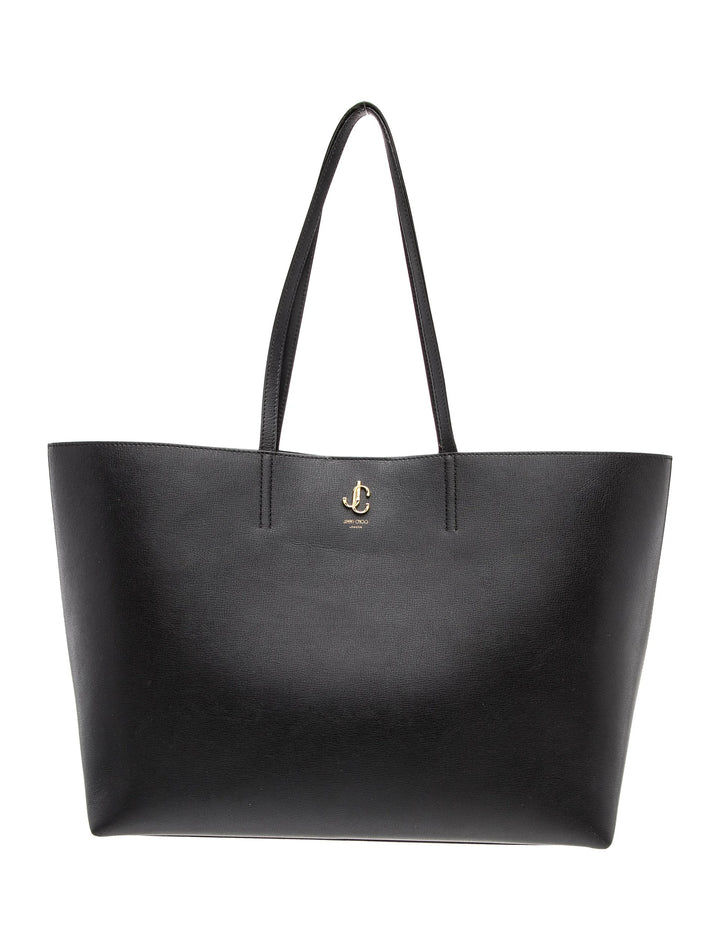 JIMMY CHOO SIGNATURE CALFSKIN LEATHER SHOPPER TOTE BAG