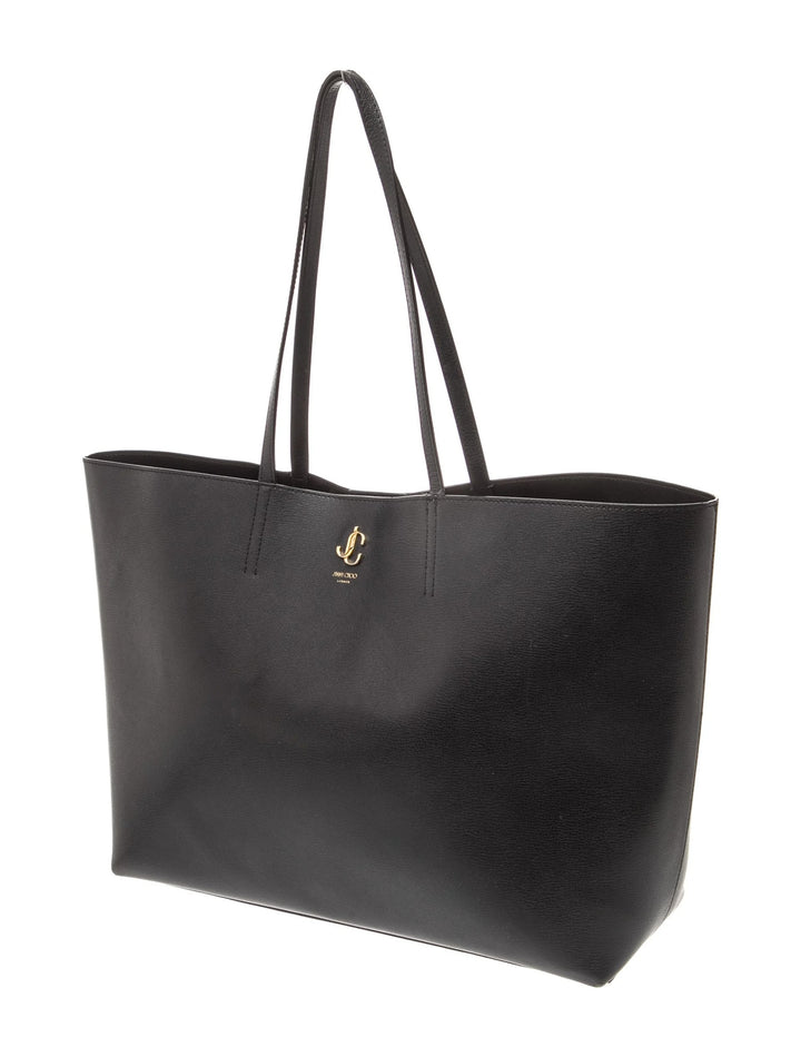 JIMMY CHOO SIGNATURE CALFSKIN LEATHER SHOPPER TOTE BAG