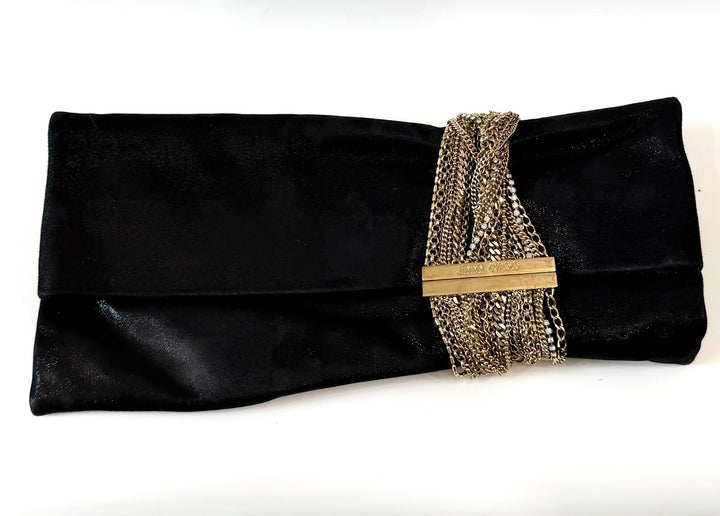 JIMMY CHOO CHANDRA CHAIN SUEDE CLUTCH BAG