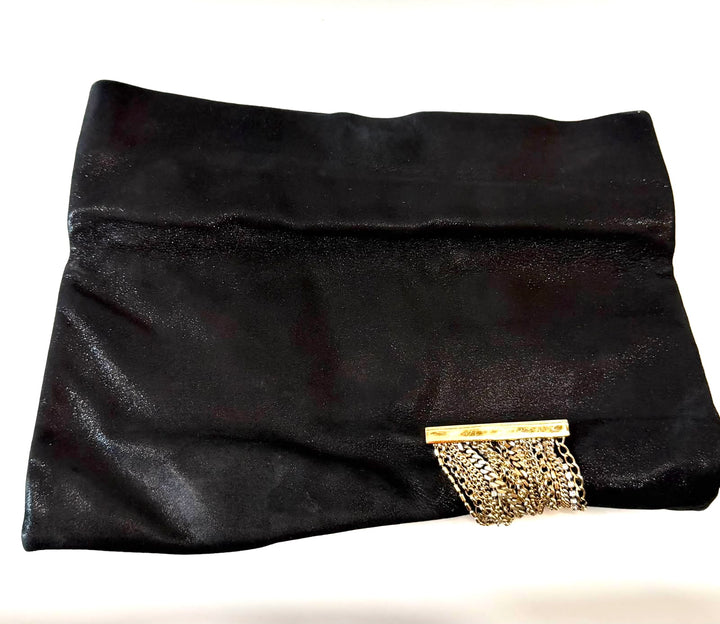 JIMMY CHOO CHANDRA CHAIN SUEDE CLUTCH BAG
