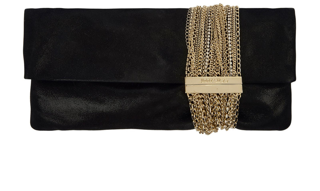JIMMY CHOO CHANDRA CHAIN SUEDE CLUTCH BAG