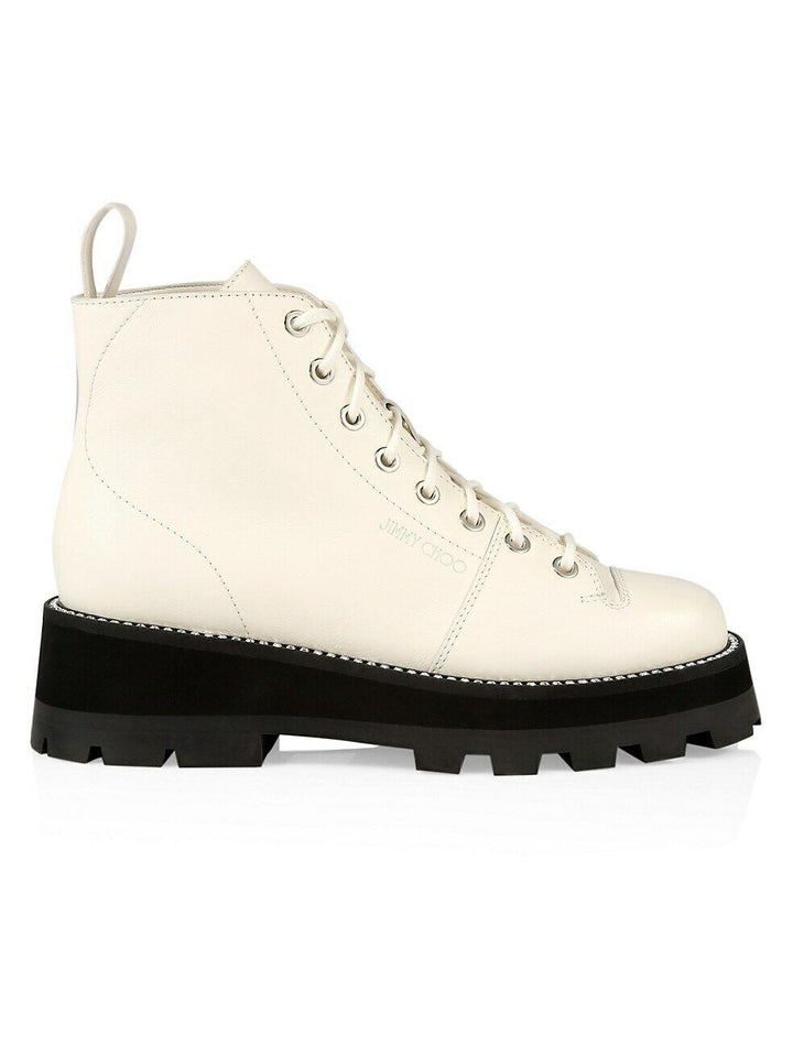 JIMMY CHOO COLBY LEATHER PLATFORM ANKLE BOOTS