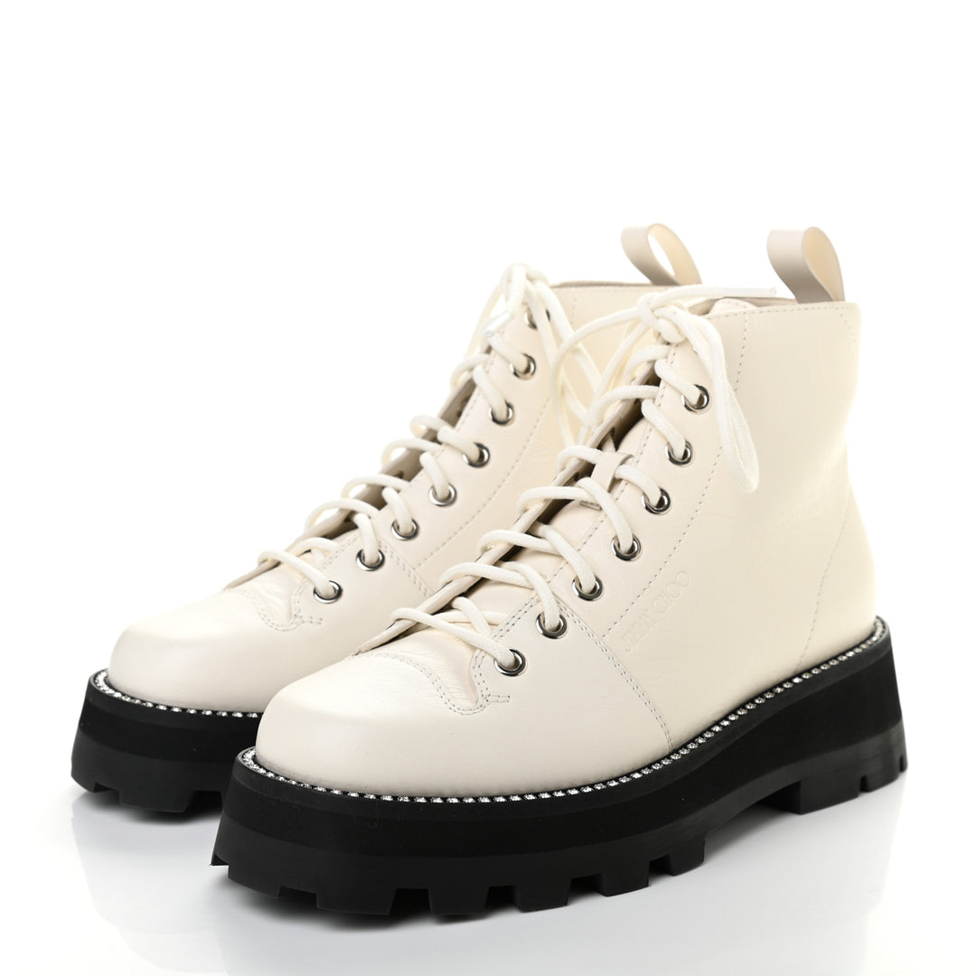 JIMMY CHOO COLBY LEATHER PLATFORM ANKLE BOOTS