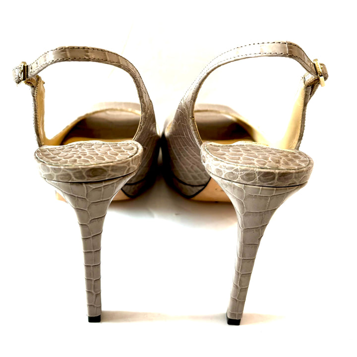 JIMMY CHOO CROC EMBOSSED LEATHER NOVA SLINGBACK SANDALS