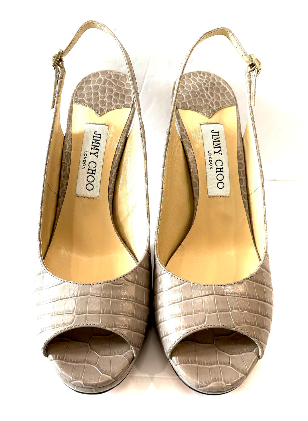 JIMMY CHOO CROC EMBOSSED LEATHER NOVA SLINGBACK SANDALS