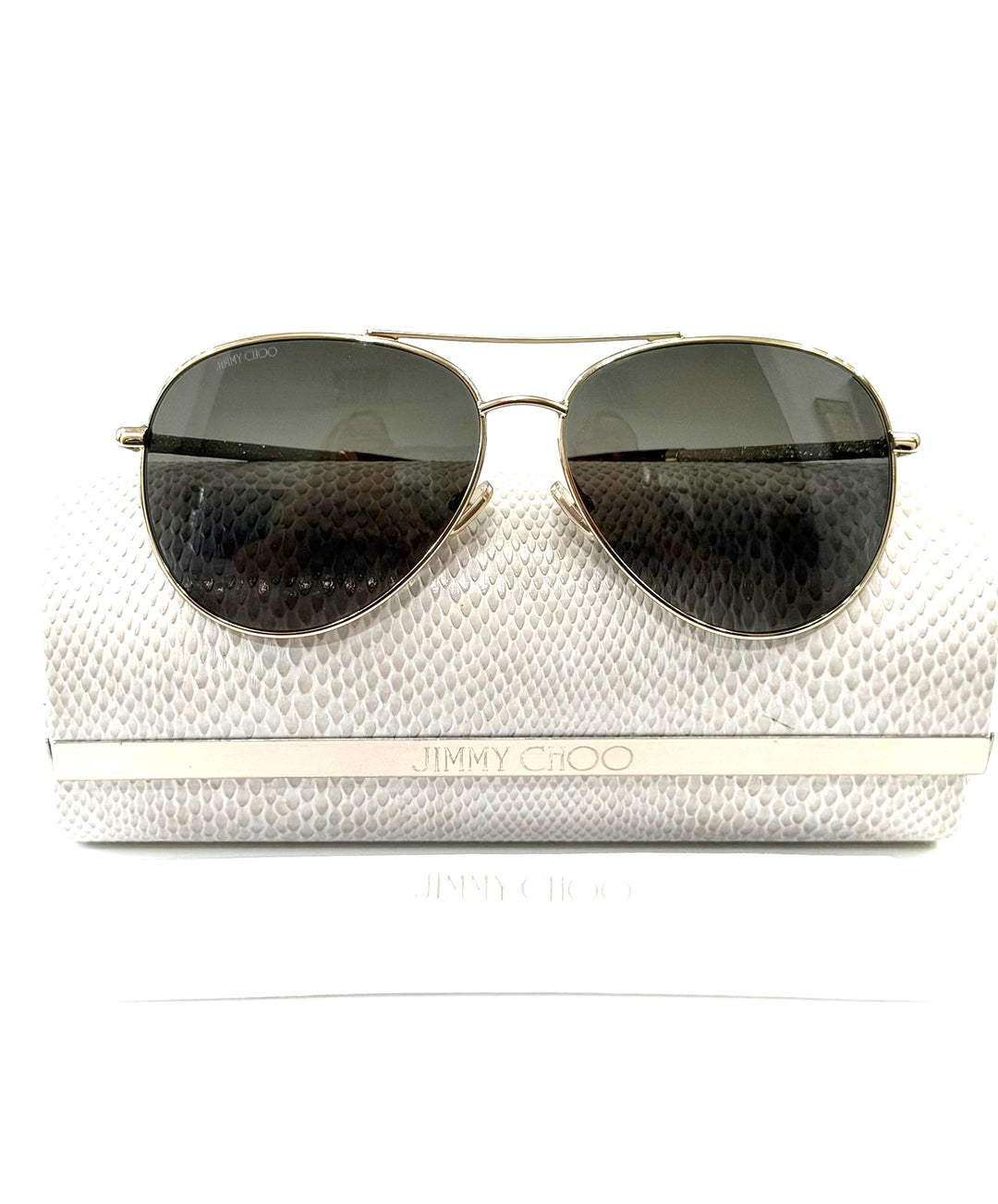 JIMMY CHOO DEVAN/S AVIATOR 06J GLITTER ARMS SUNGLASSES
