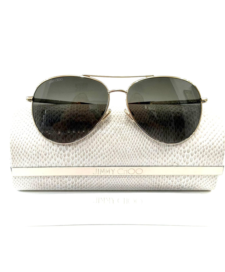 JIMMY CHOO DEVAN/S AVIATOR 06J GLITTER ARMS SUNGLASSES