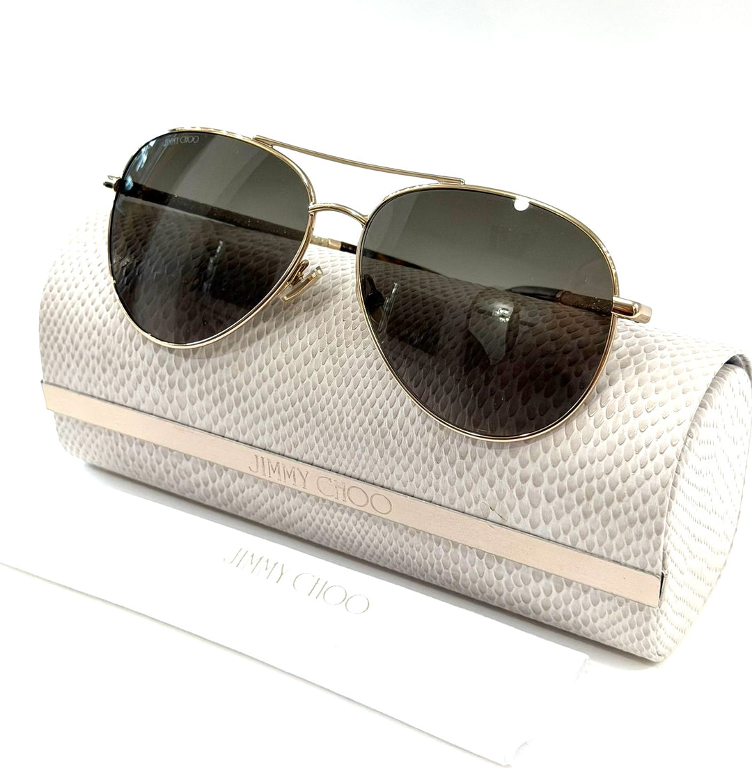 JIMMY CHOO DEVAN/S AVIATOR 06J GLITTER ARMS SUNGLASSES
