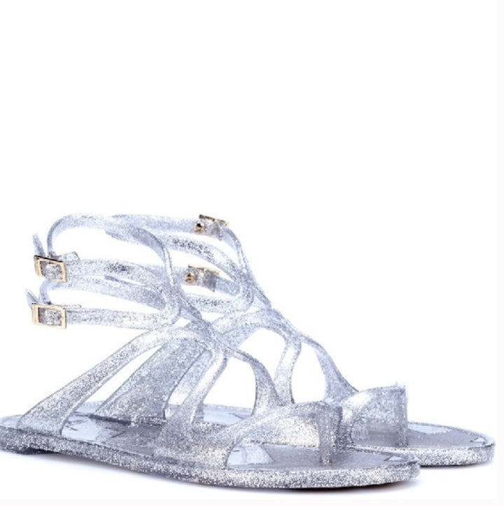 JIMMY CHOO LANCE GLADIATOR JELLY SANDALS