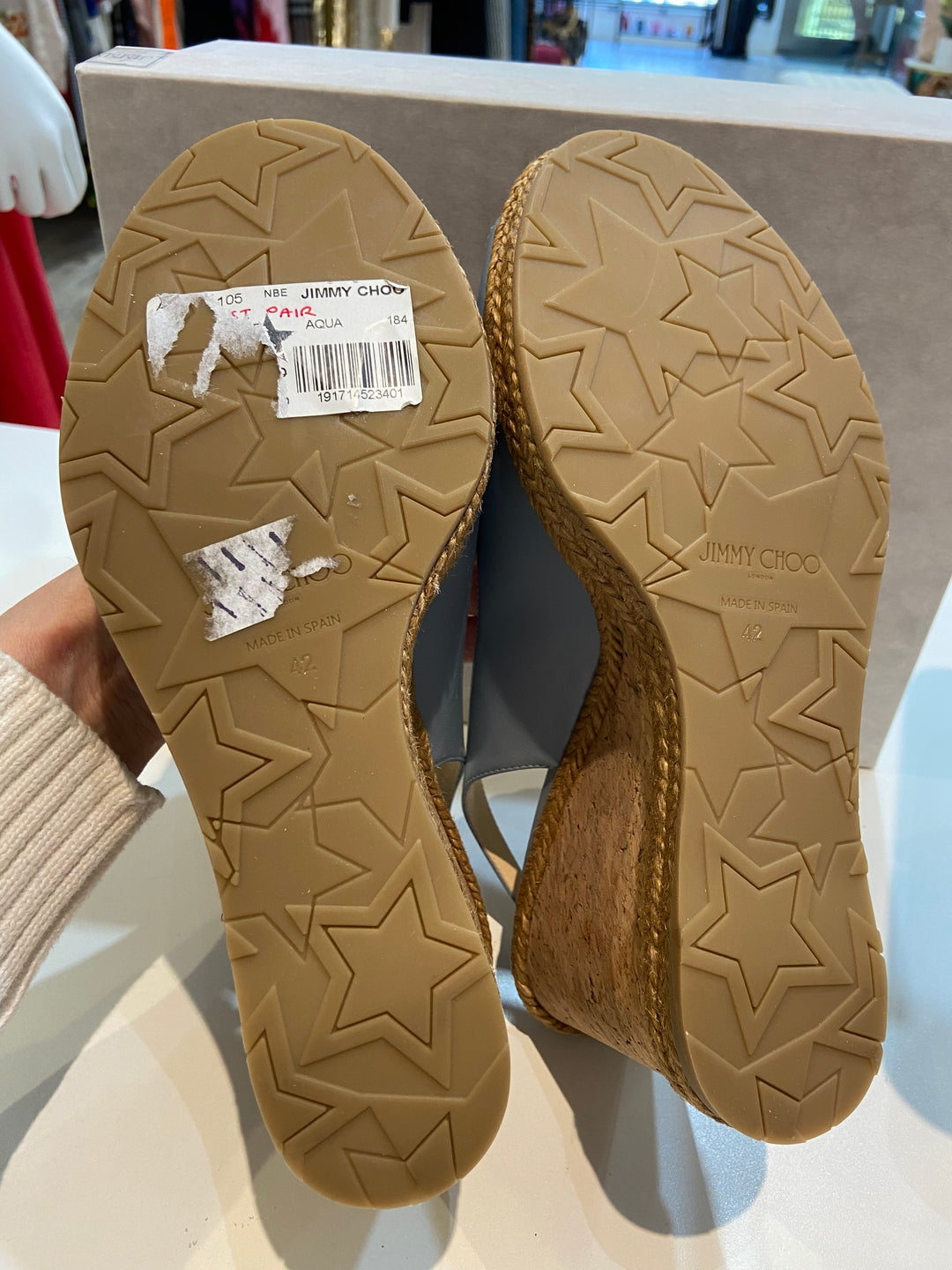 JIMMY CHOO LEATHER AMELY SLINGBACK WEDGE HEEL PUMPS