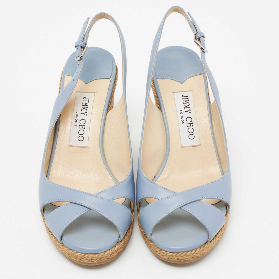 JIMMY CHOO LEATHER AMELY SLINGBACK WEDGE HEEL PUMPS