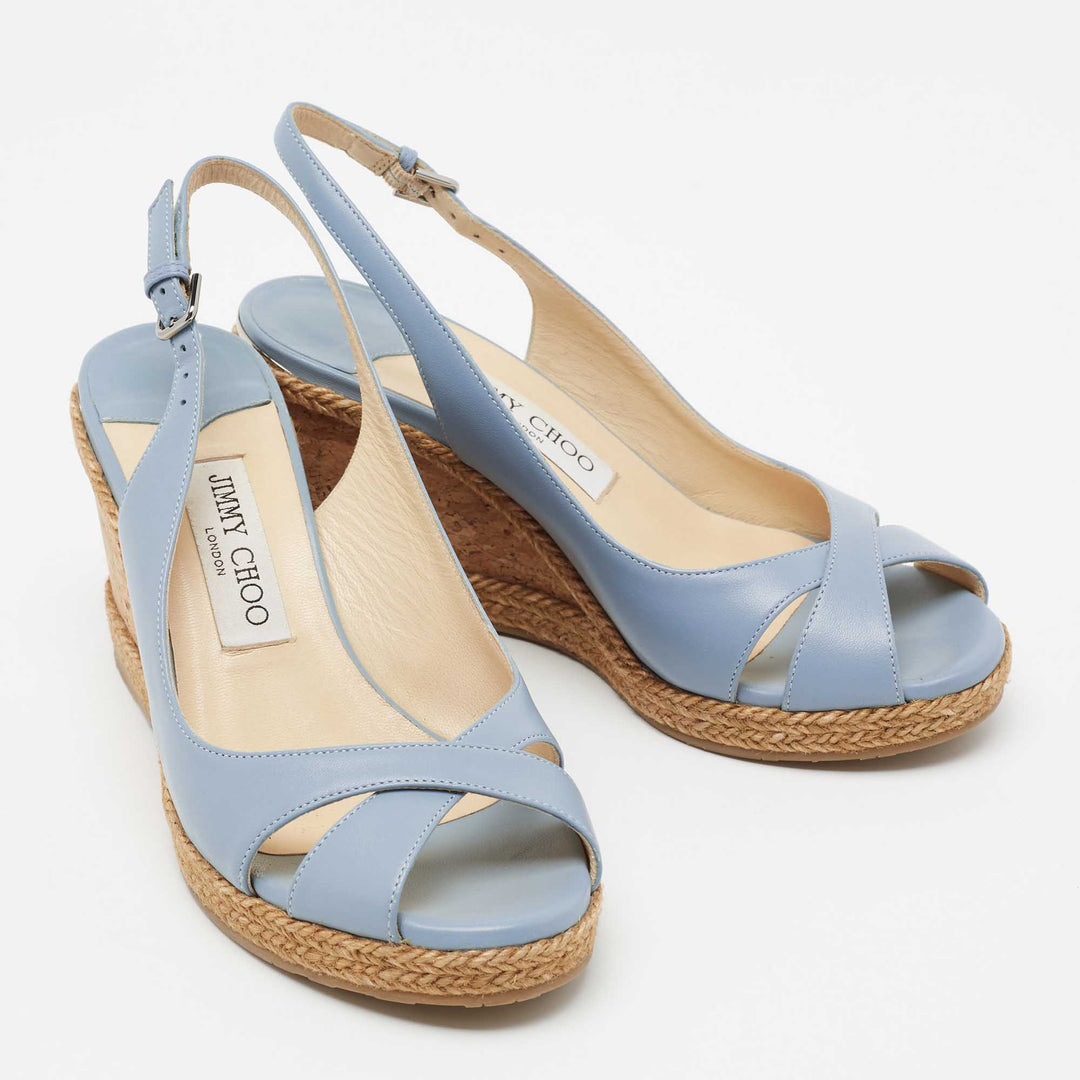 JIMMY CHOO LEATHER AMELY SLINGBACK WEDGE HEEL PUMPS