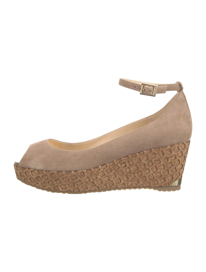 JIMMY CHOO NEYO 120 CORK WEDGE HEEL PUMPS