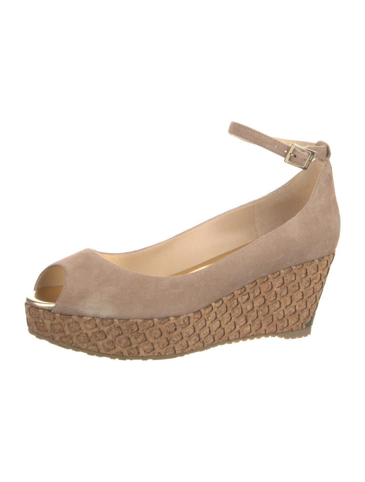 JIMMY CHOO NEYO 120 CORK WEDGE HEEL PUMPS