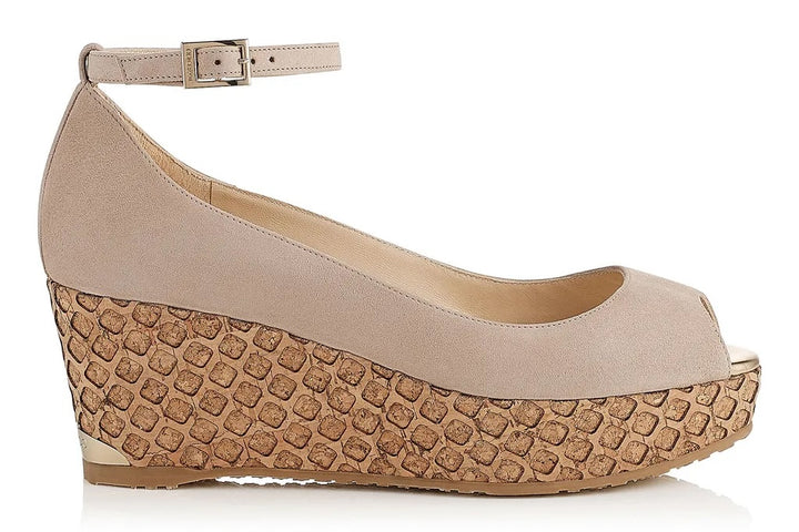 JIMMY CHOO NEYO 120 CORK WEDGE HEEL PUMPS