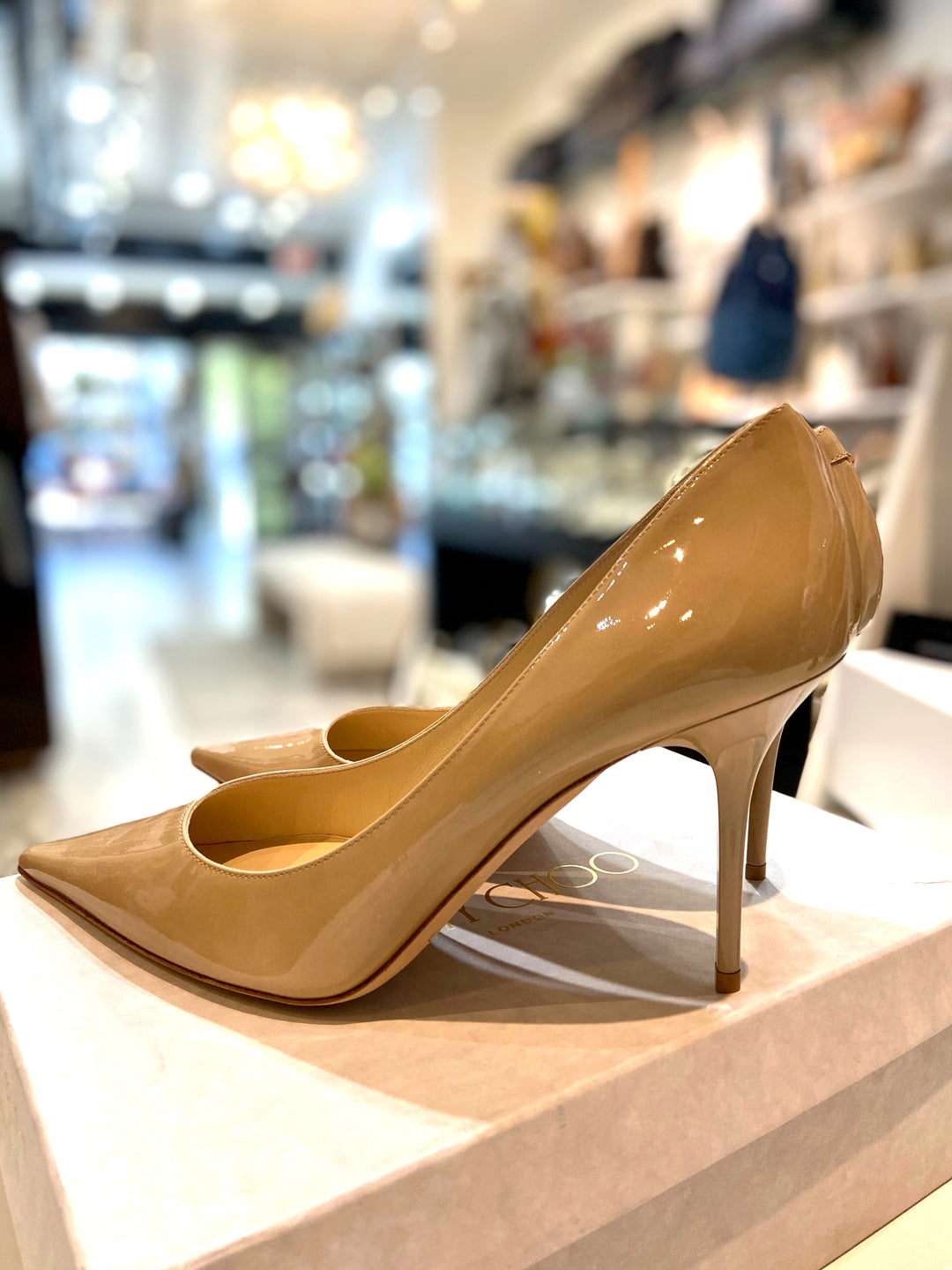 JIMMY CHOO PATENT LEATHER AGNES PUMPS