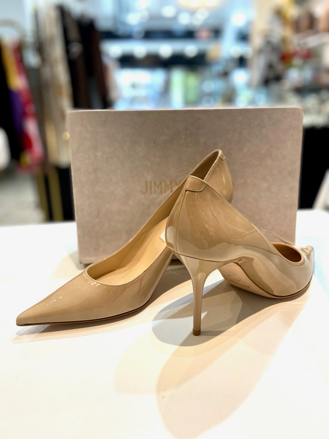 JIMMY CHOO PATENT LEATHER AGNES PUMPS