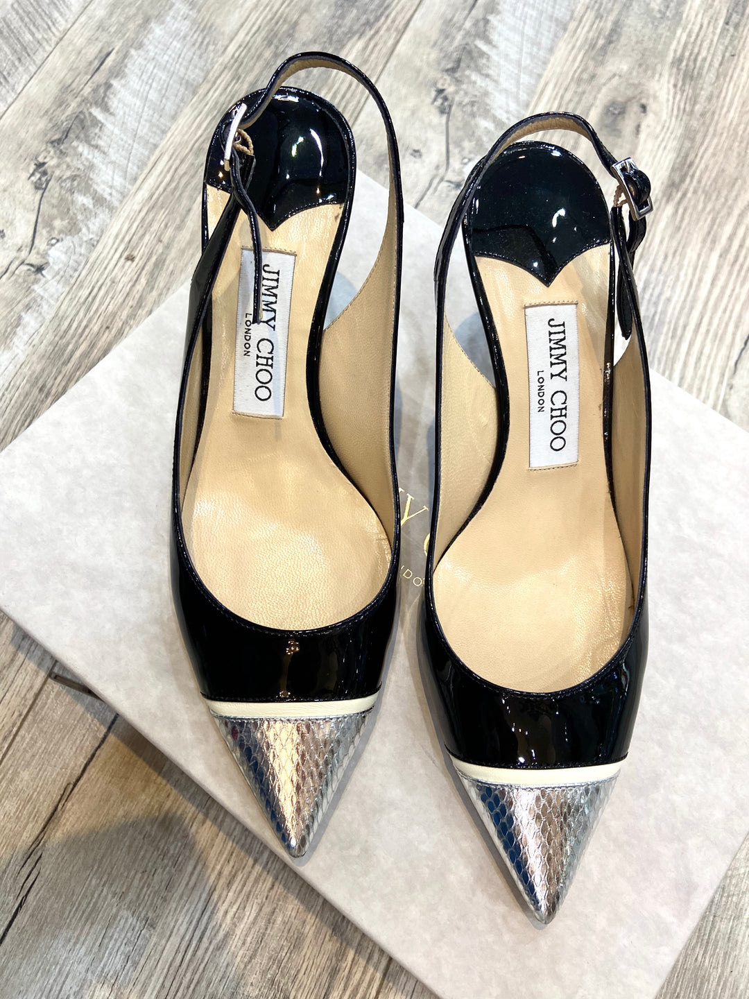 JIMMY CHOO POINTED TOE SLINGBACK PUMPS