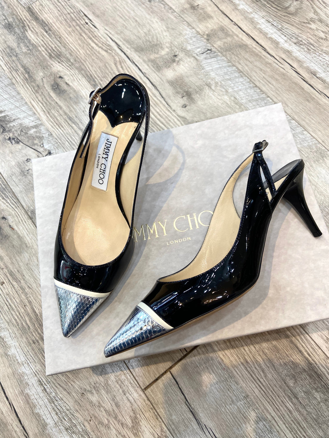 JIMMY CHOO POINTED TOE SLINGBACK PUMPS