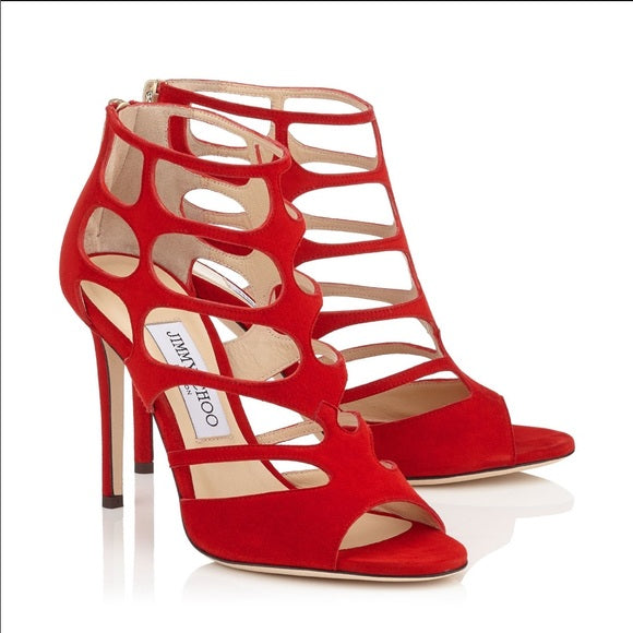 JIMMY CHOO REN 100 SUEDE PUMPS SANDALS