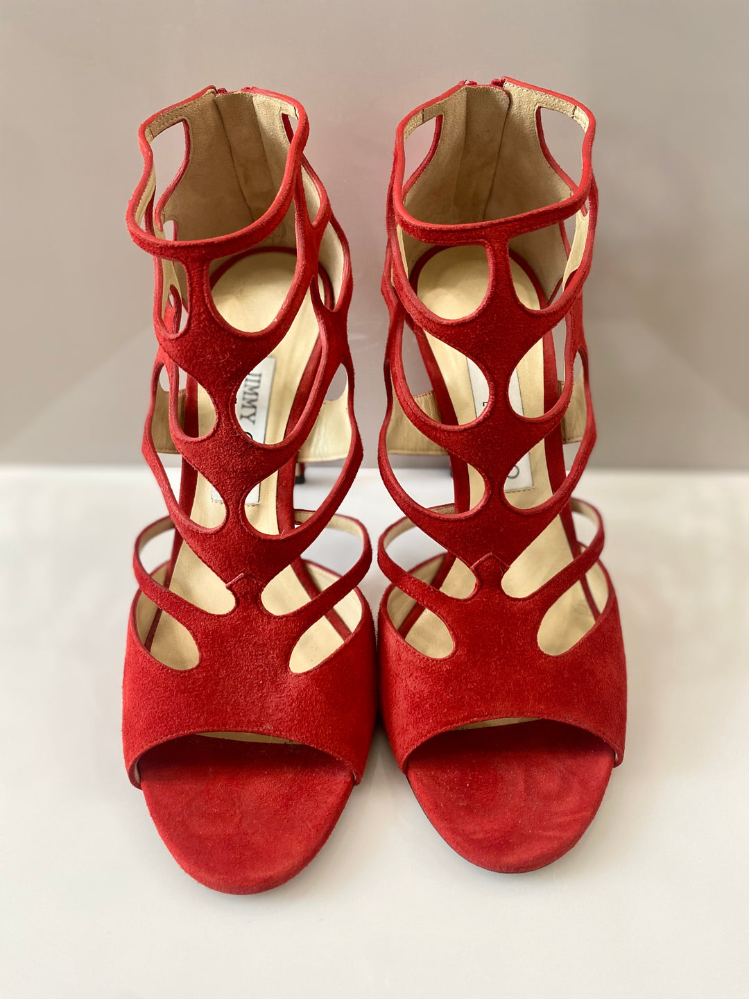 JIMMY CHOO REN 100 SUEDE PUMPS SANDALS