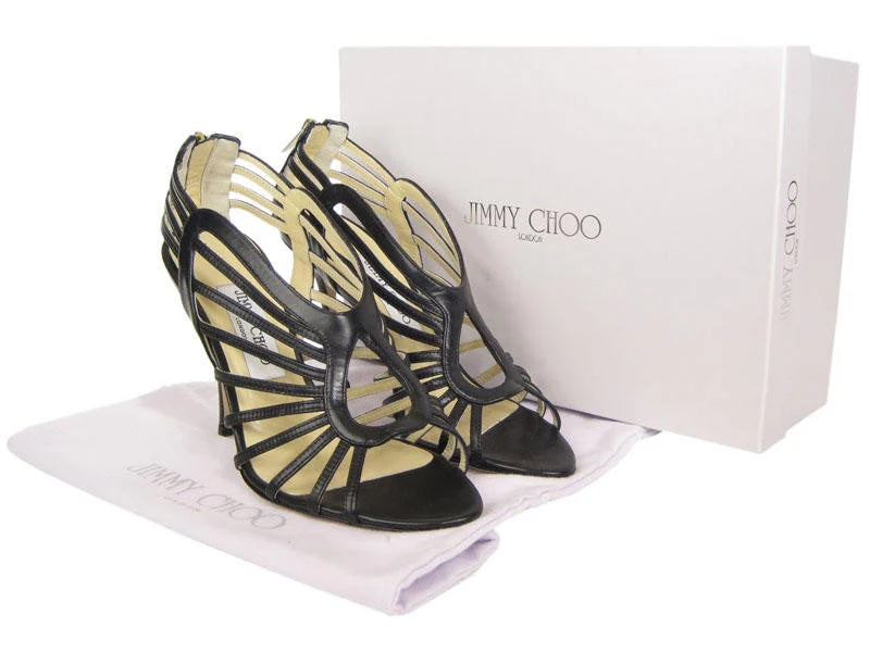 JIMMY CHOO SAMOA LEATHER MULTI-STRAP HEELED SANDALS