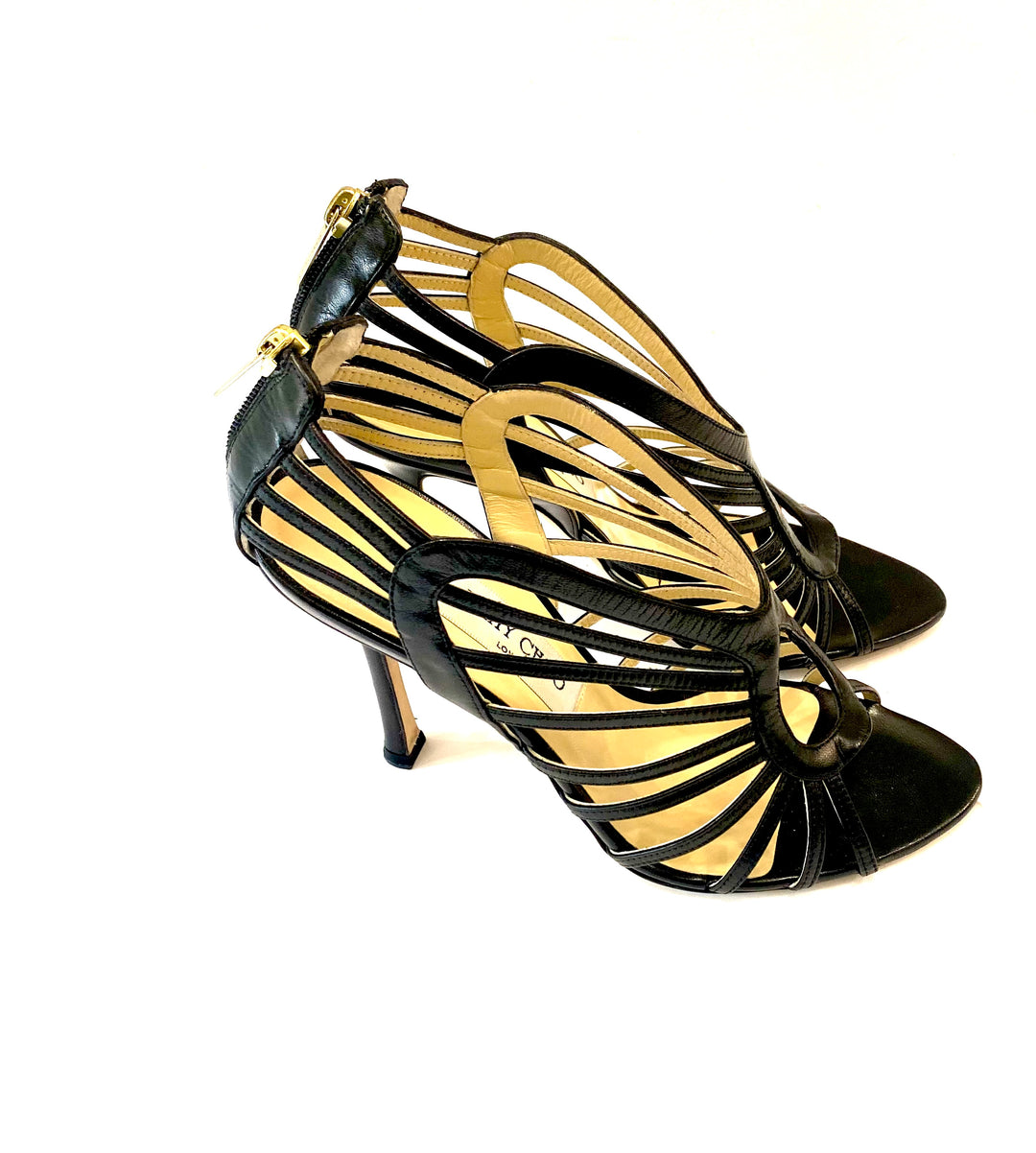 JIMMY CHOO SAMOA LEATHER MULTI-STRAP HEELED SANDALS