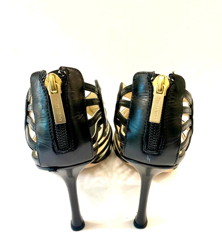 JIMMY CHOO SAMOA LEATHER MULTI-STRAP HEELED SANDALS