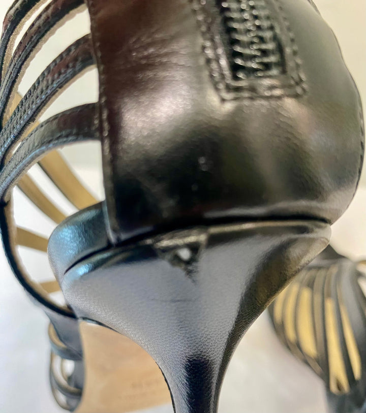 JIMMY CHOO SAMOA LEATHER MULTI-STRAP HEELED SANDALS