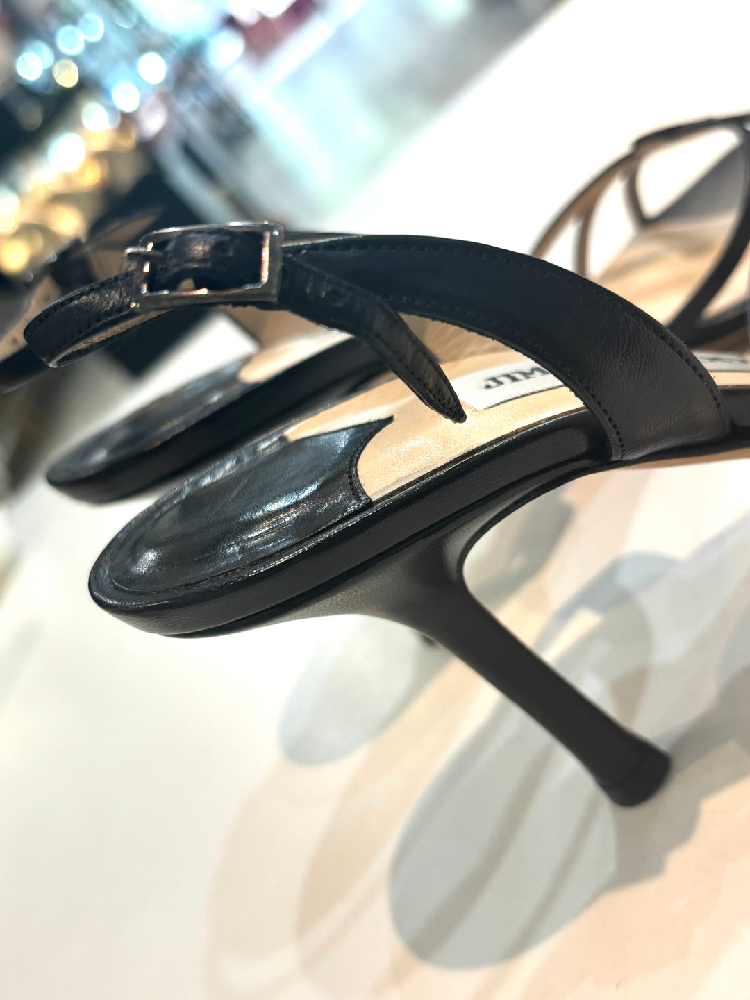JIMMY CHOO CALFSKIN LEATHER STRAPPY SANDALS