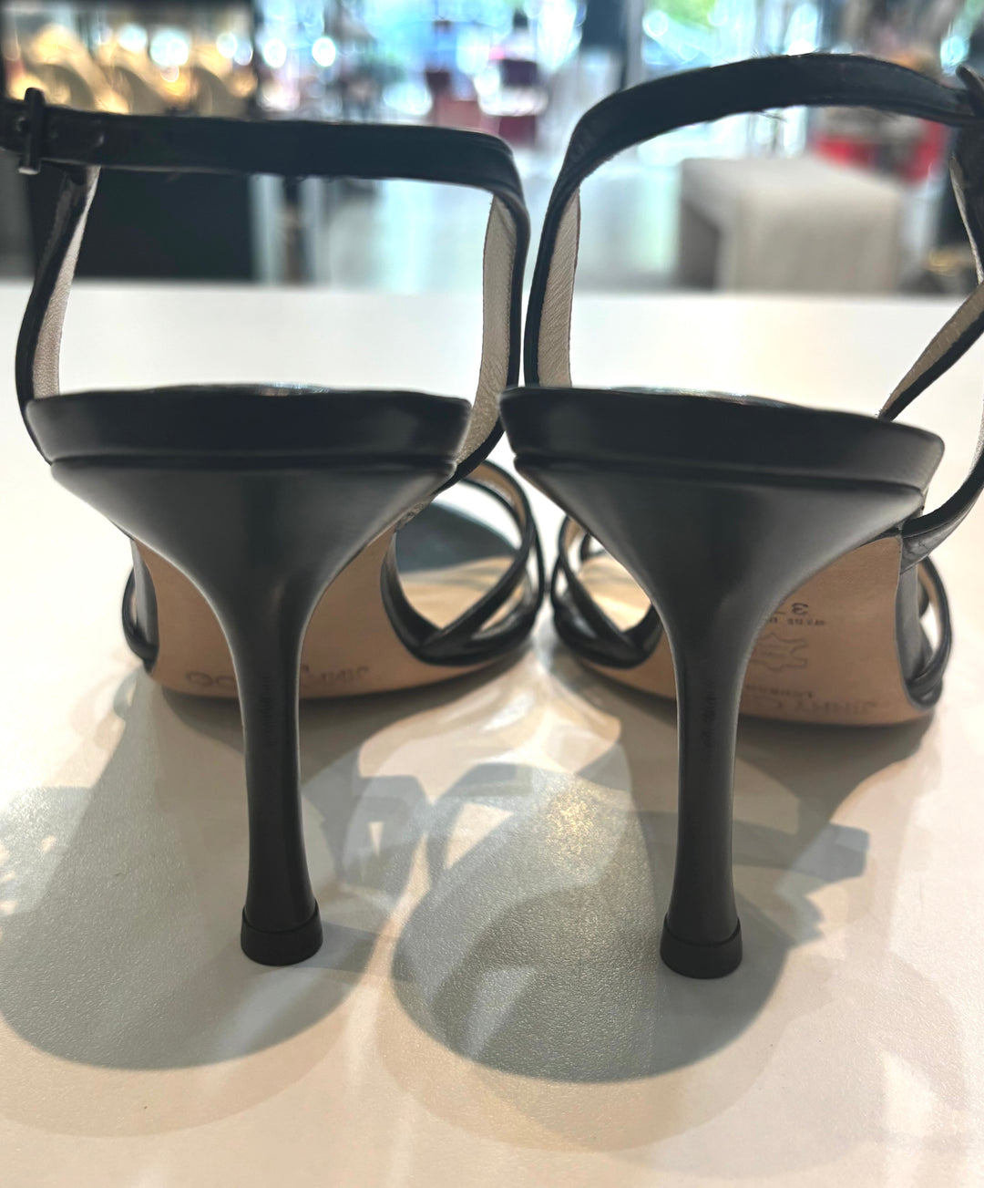 JIMMY CHOO CALFSKIN LEATHER STRAPPY SANDALS