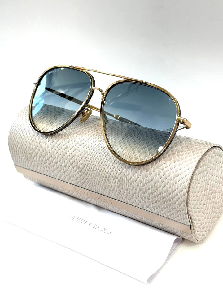 JIMMY CHOO TRINY/S LKS08 AVIATOR GLITTER SUNGLASSES