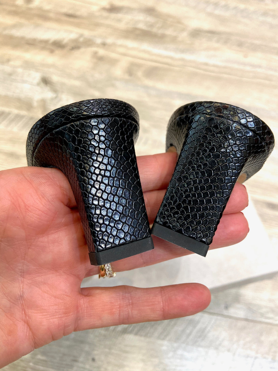 JIMMY CHOO X KAIA K EMBOSSED LEATHER SLIDE SANDALS
