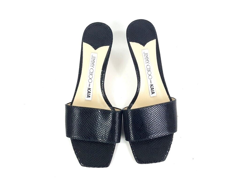JIMMY CHOO X KAIA K EMBOSSED LEATHER SLIDE SANDALS – Caroline's
