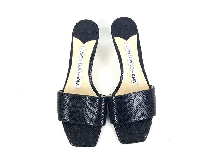 JIMMY CHOO X KAIA K EMBOSSED LEATHER SLIDE SANDALS – Caroline's