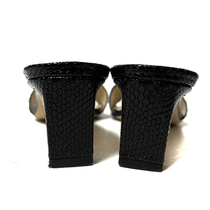 JIMMY CHOO X KAIA K EMBOSSED LEATHER SLIDE SANDALS
