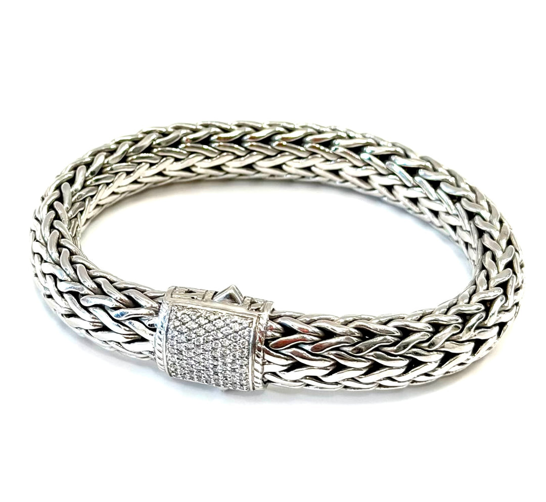JOHN HARDY ICON PAVÉ DIAMOND STERLING SILVER BRACELET