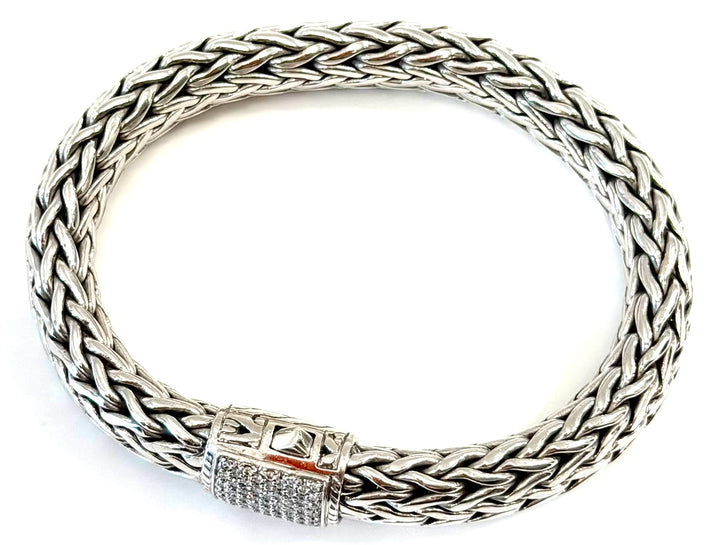 JOHN HARDY ICON PAVÉ DIAMOND STERLING SILVER BRACELET