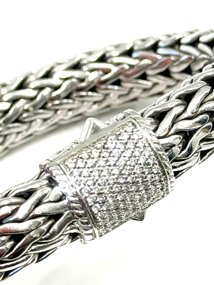 JOHN HARDY ICON PAVÉ DIAMOND STERLING SILVER BRACELET