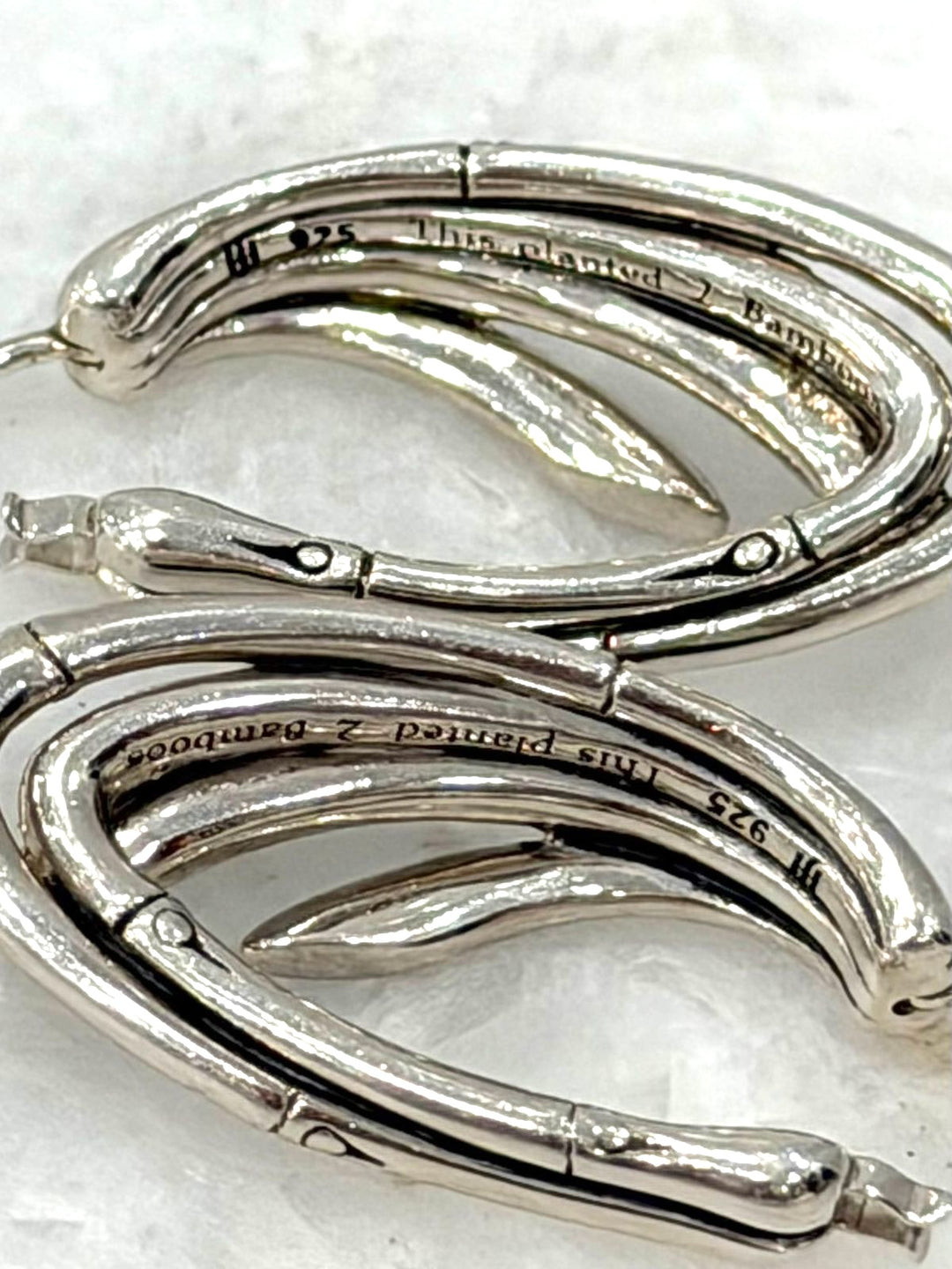 JOHN HARDY STERLING SILVER BLACK SAPPHIRE &amp; SPINEL BAMBOO HOOP EARRINGS