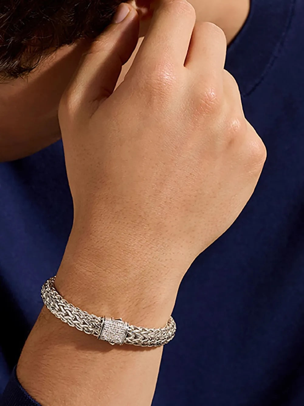 JOHN HARDY ICON PAVÉ DIAMOND STERLING SILVER BRACELET