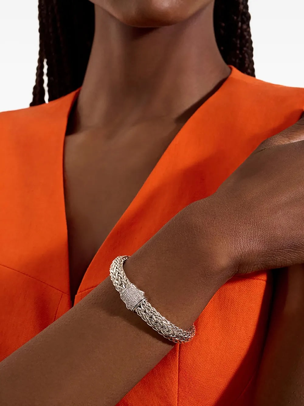 JOHN HARDY ICON PAVÉ DIAMOND STERLING SILVER BRACELET
