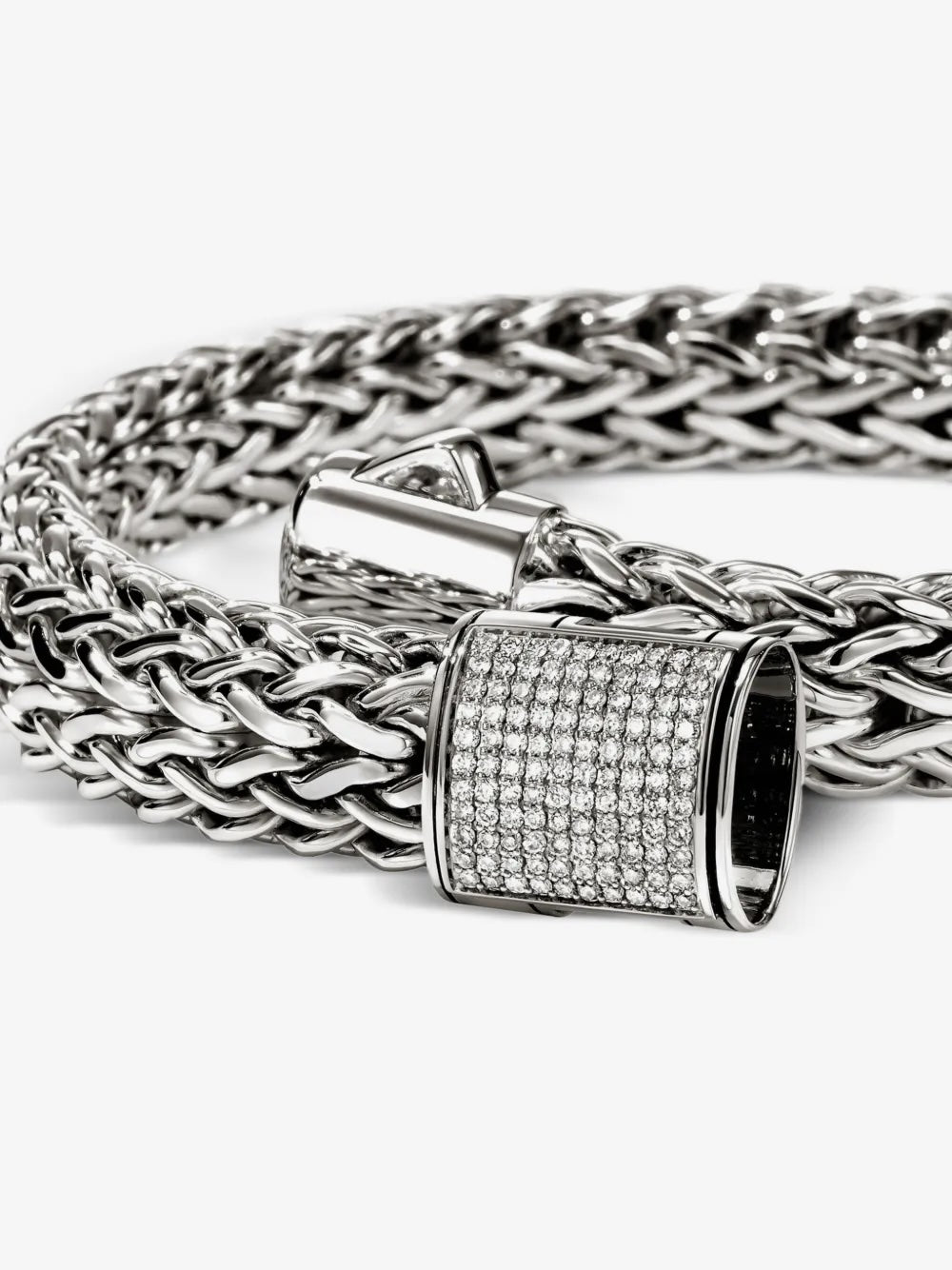JOHN HARDY ICON PAVÉ DIAMOND STERLING SILVER BRACELET