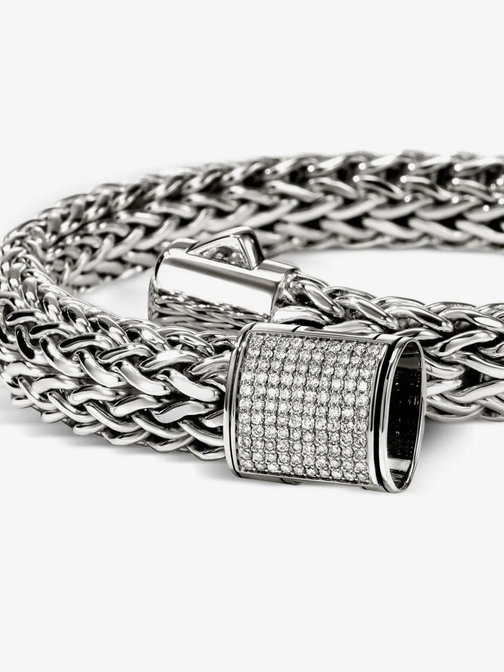 JOHN HARDY ICON PAVÉ DIAMOND STERLING SILVER BRACELET
