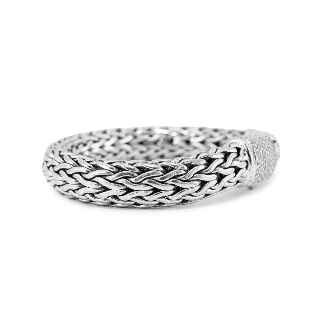 JOHN HARDY ICON PAVÉ DIAMOND STERLING SILVER BRACELET