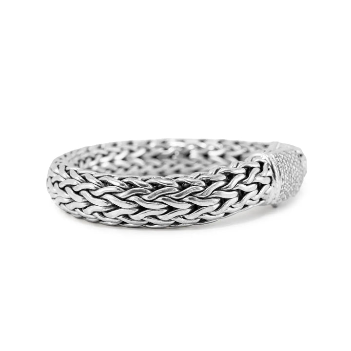 JOHN HARDY ICON PAVÉ DIAMOND STERLING SILVER BRACELET