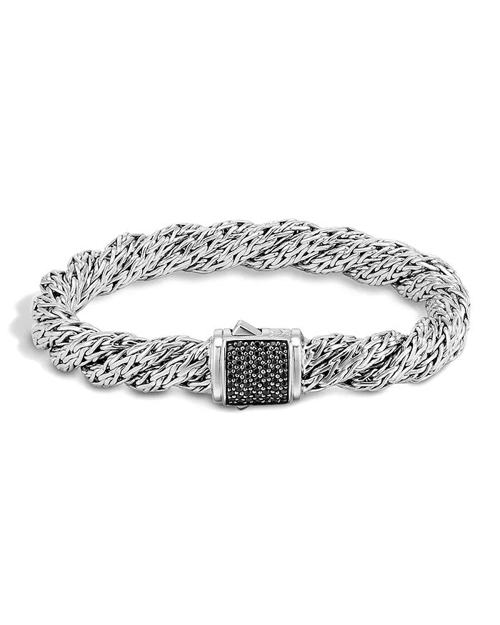 JOHN HARDY CLASSIC CHAIN STERLING SILVER BLACK SAPPHIRE TWISTED CHAIN BRACELET
