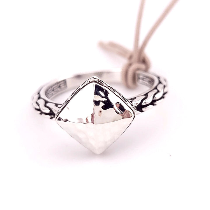 JOHN HARDY HAMMERED STERLING SILVER PYRAMID COCKTAIL RING